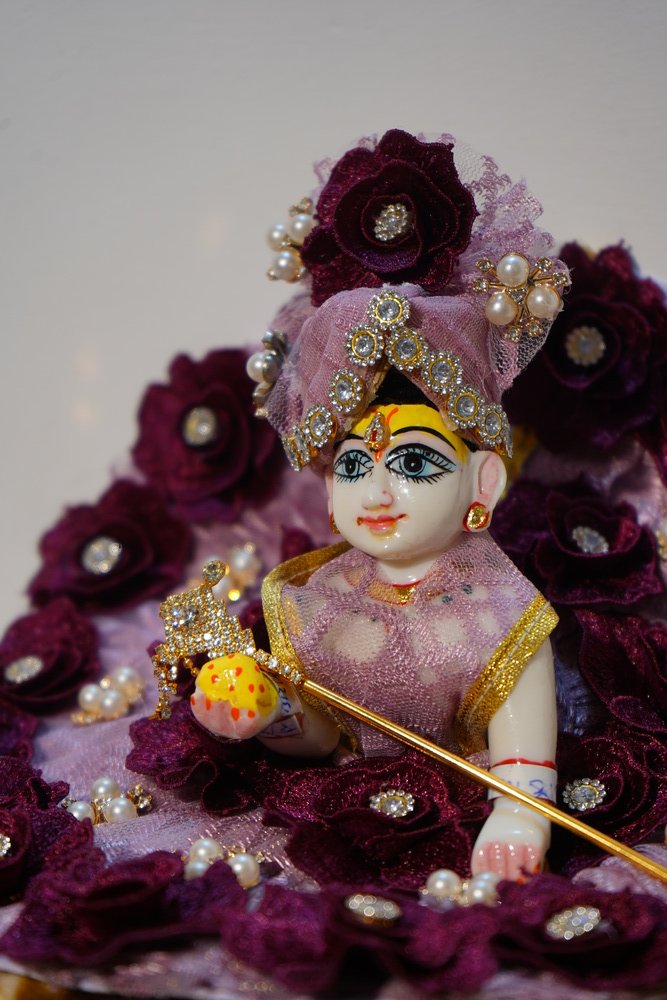 Wine Purple Floral Laddu Gopal Dress – Premium Designer Poshak for Size 1–6 Laddu Gopal