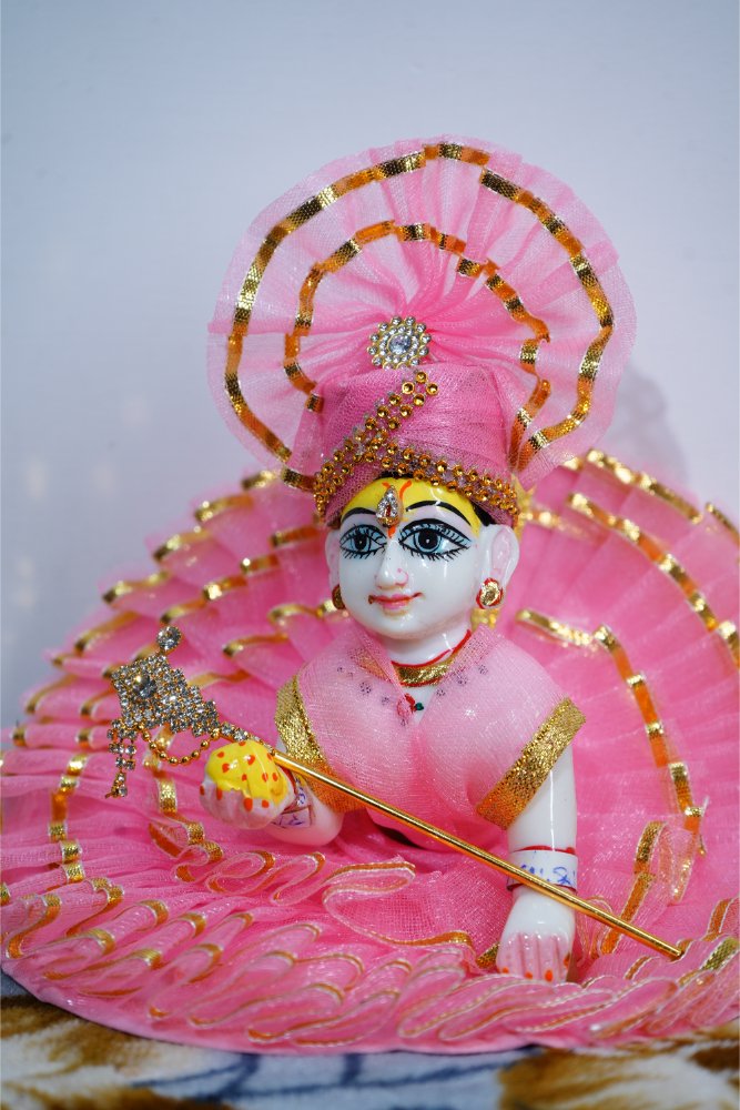 Pink Golden Laddu Gopal Designer Dress