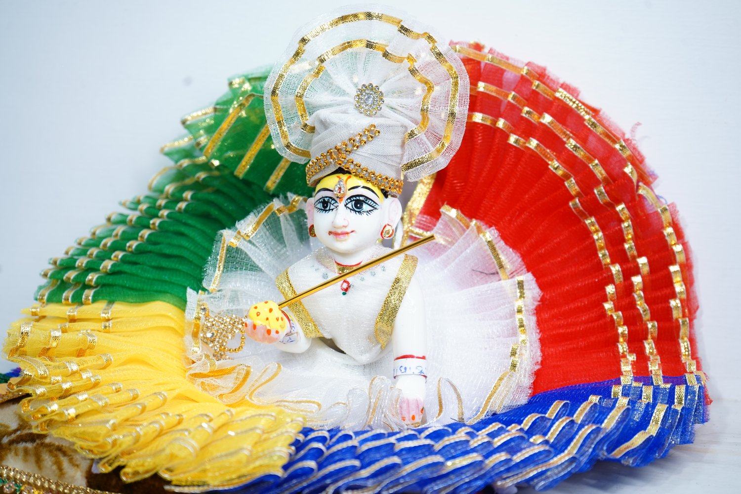 Premium Multicolor Laddu Gopal Poshak with Golden Design
